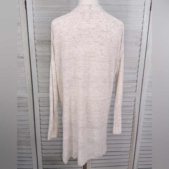 CYNTHIA ROWLEY Linen Open Front Cardigan Oatmeal Heather-M - Picture 4 of 6